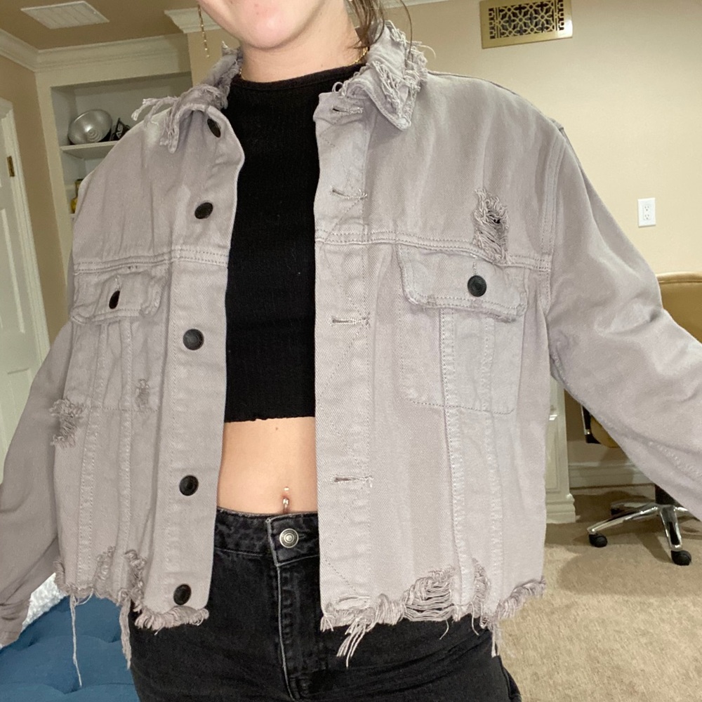 oversized/ distressed denim jacket
